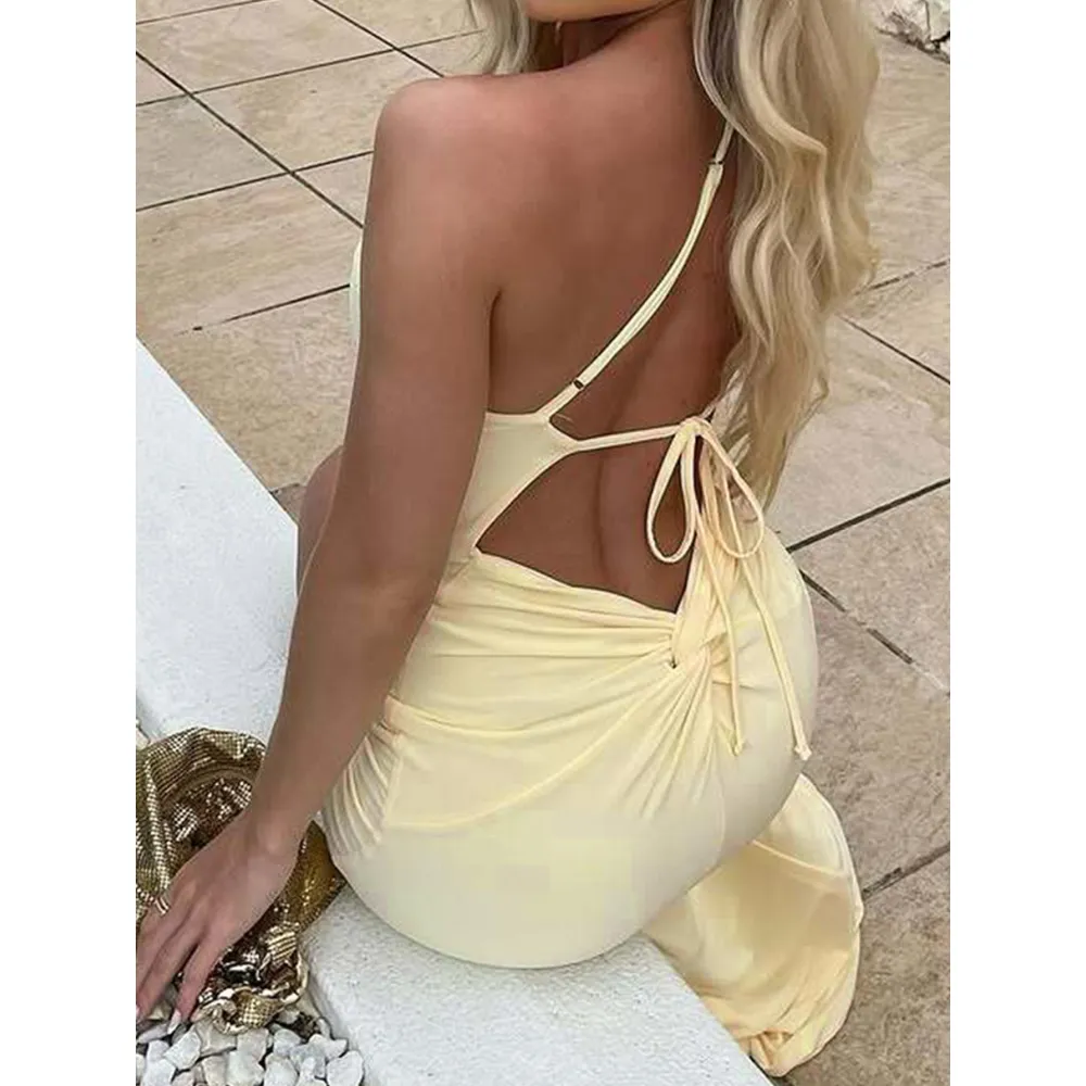 Solid Color Slim - Fit Slit Sexy Bustier Dress