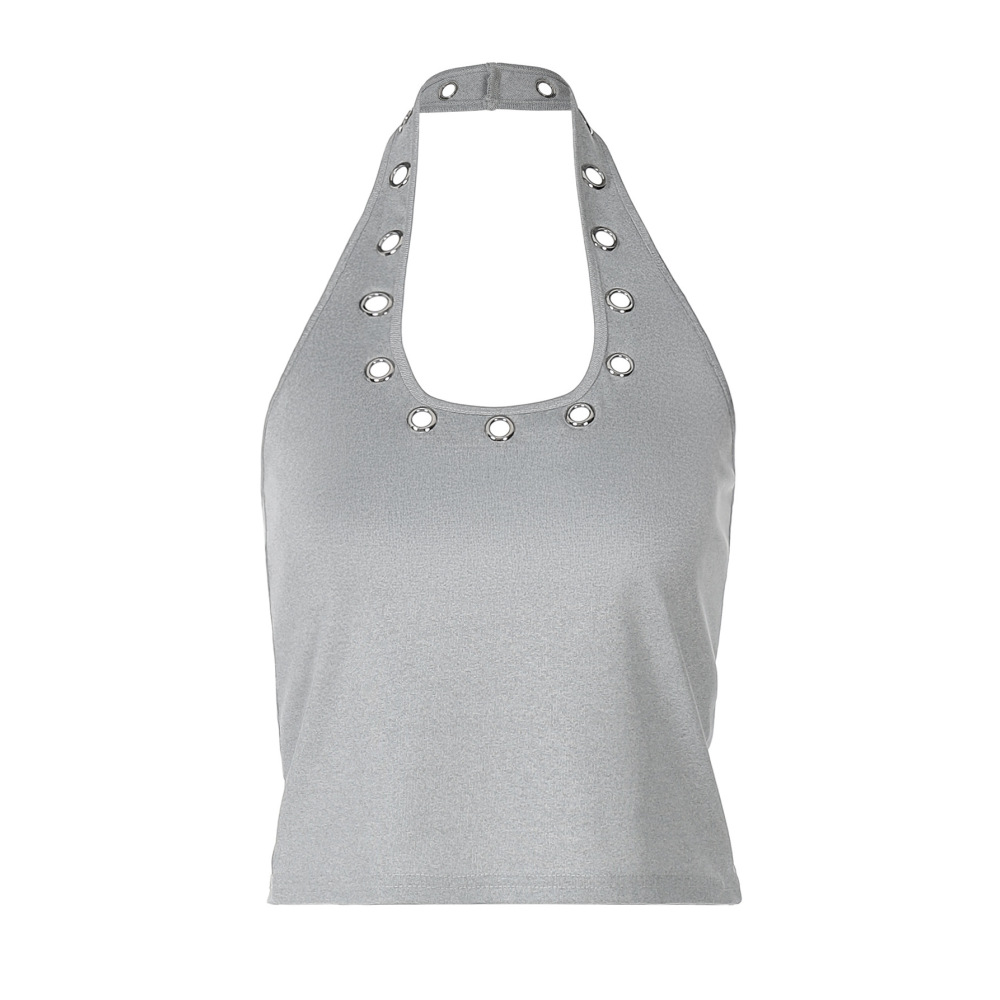 Studded Cropped Halter Neck Camisole