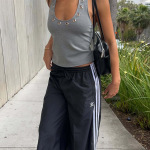 Studded Cropped Halter Neck Camisole