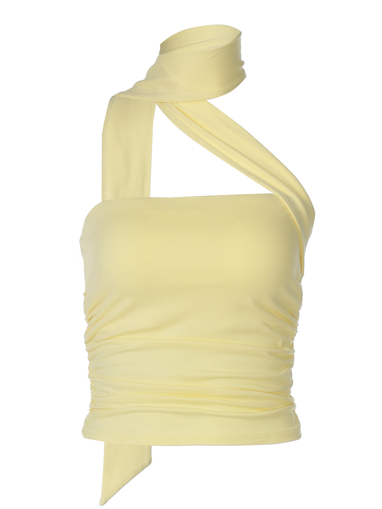 Ultra - Short Bustier with Flowing Ribbon Halter