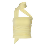 Ultra - Short Bustier with Flowing Ribbon Halter
