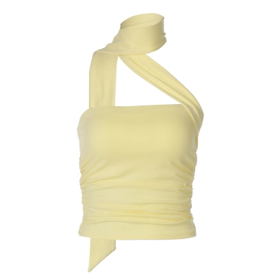 Ultra - Short Bustier with Flowing Ribbon Halter 01