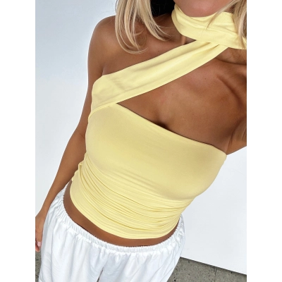 Ultra - Short Bustier with Flowing Ribbon Halter 02