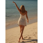 Floral Beach - Side Short Lace Trim Sexy Cami Dress