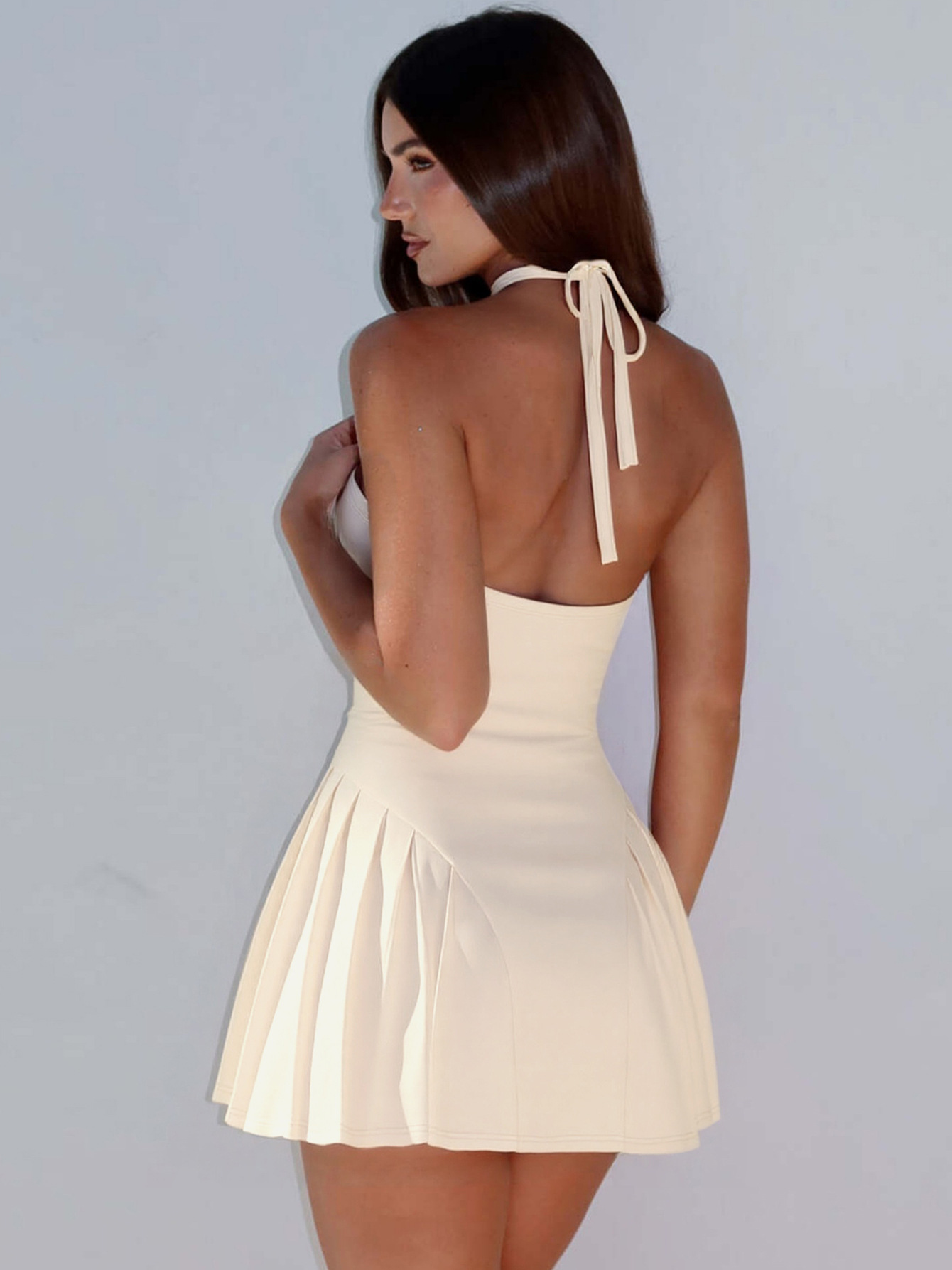 Off - the - Shoulder Deep - V Backless Slim Ruffle Dress