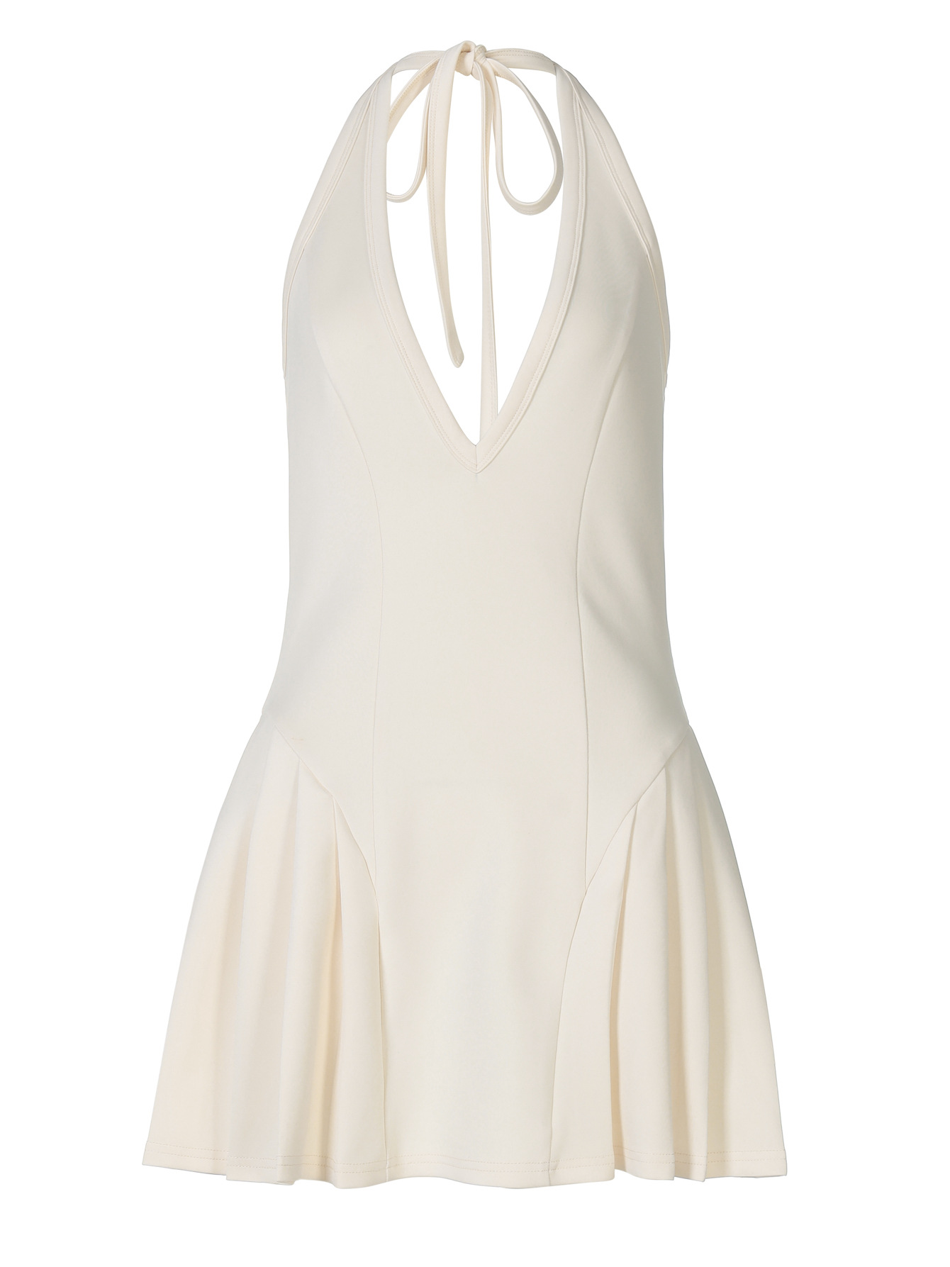 Off - the - Shoulder Deep - V Backless Slim Ruffle Dress