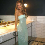 Strapless Solid - color Slim - fit Long Ball - gown with Sequins