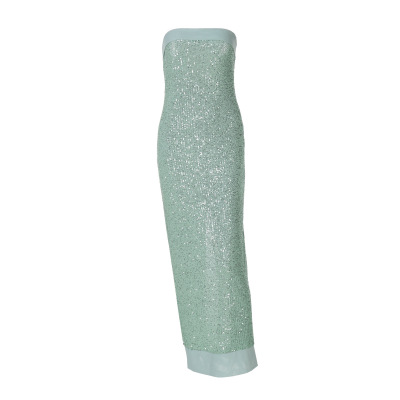 Strapless Solid - color Slim - fit Long Ball - gown with Sequins 01