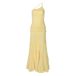 Strappy One - Shoulder Pleated Multi - layer Long Dress 