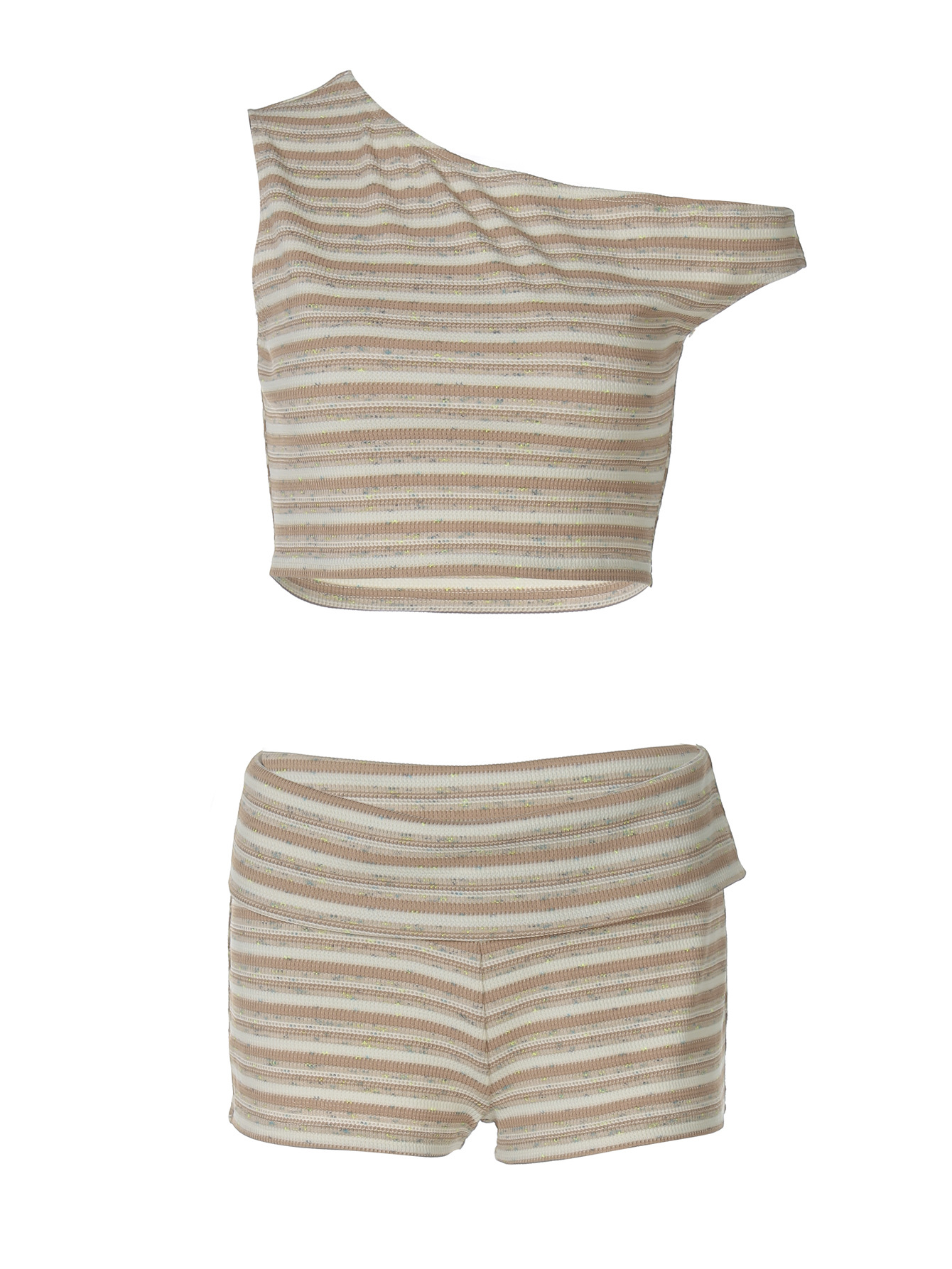 Street Style Off-Shoulder Striped Set