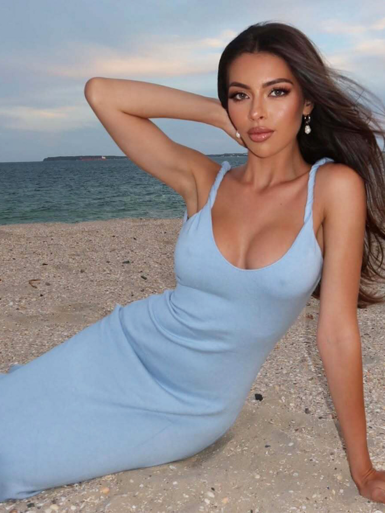 Fitted Solid - Color Long Knot Suspender Dress