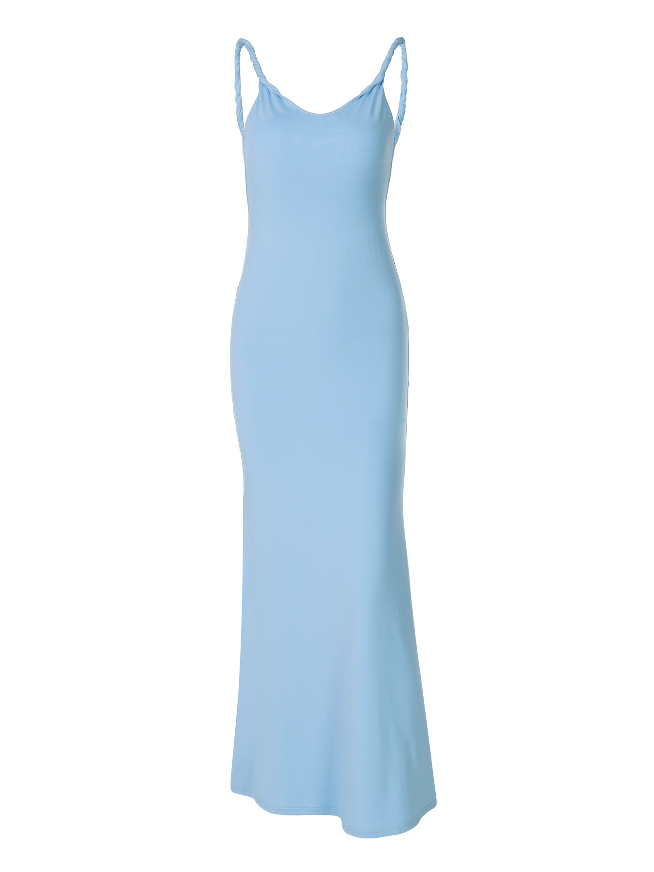 Fitted Solid - Color Long Knot Suspender Dress