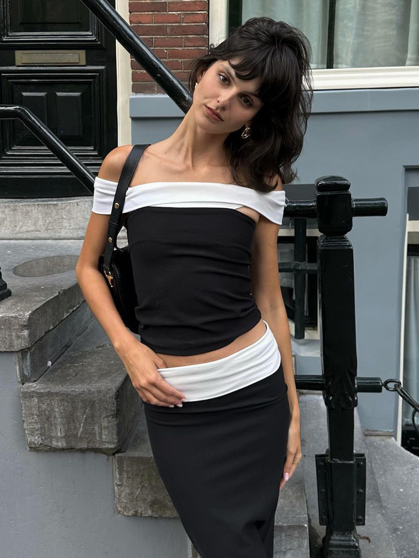 Layered Off - the - Shoulder Short Cropped Bustier Top