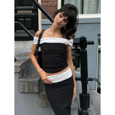 Layered Off - the - Shoulder Short Cropped Bustier Top 02