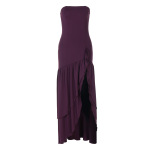 Matronly Off - the - Shoulder Sleeveless Solid Color Sexy Ruffle Dress