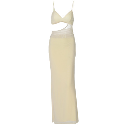 Off - the - Shoulder Cutout Waist Faux - Two Piece Hot Girl Dress 01