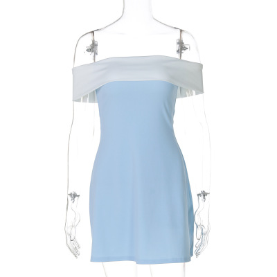 One - Shoulder Layered Shoulder Inserted Slim Fit Dress 02