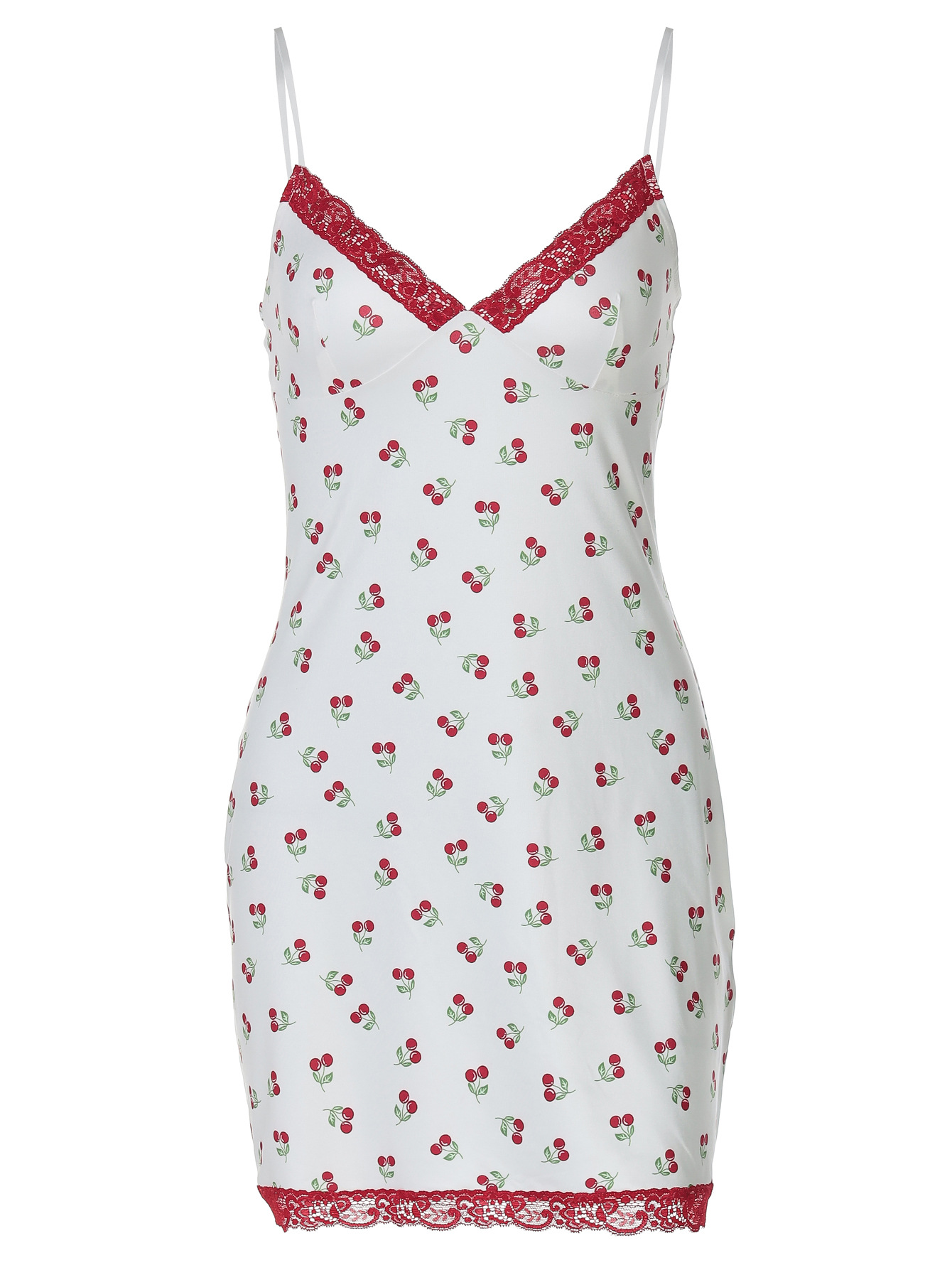 Printed Spliced Lace - Trimmed Cami Dress