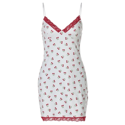 Printed Spliced Lace - Trimmed Cami Dress 01