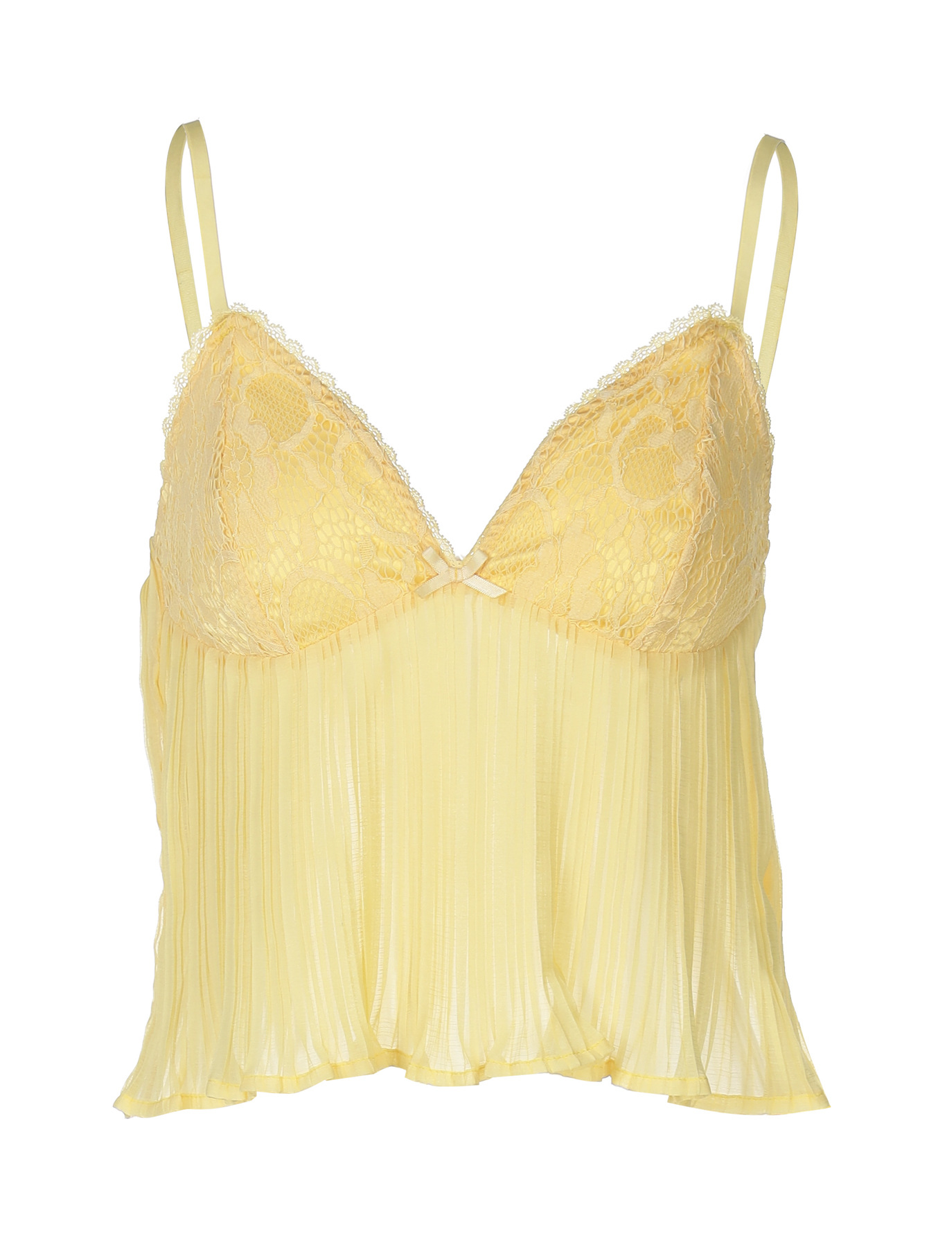 Silk Pleated Lace - Trimmed Sexy Cami Tank Top