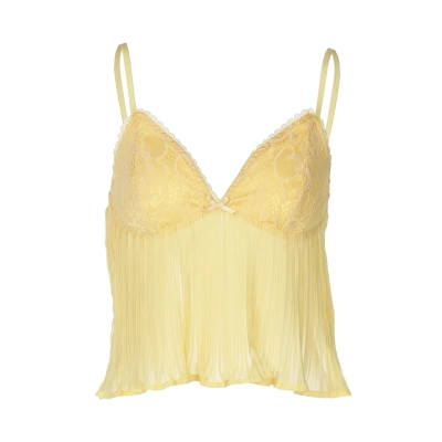 Silk Pleated Lace - Trimmed Sexy Cami Tank Top 01