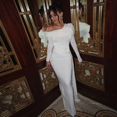 Slit - Collar Bodycon Sheath Dress with Ribbon 02