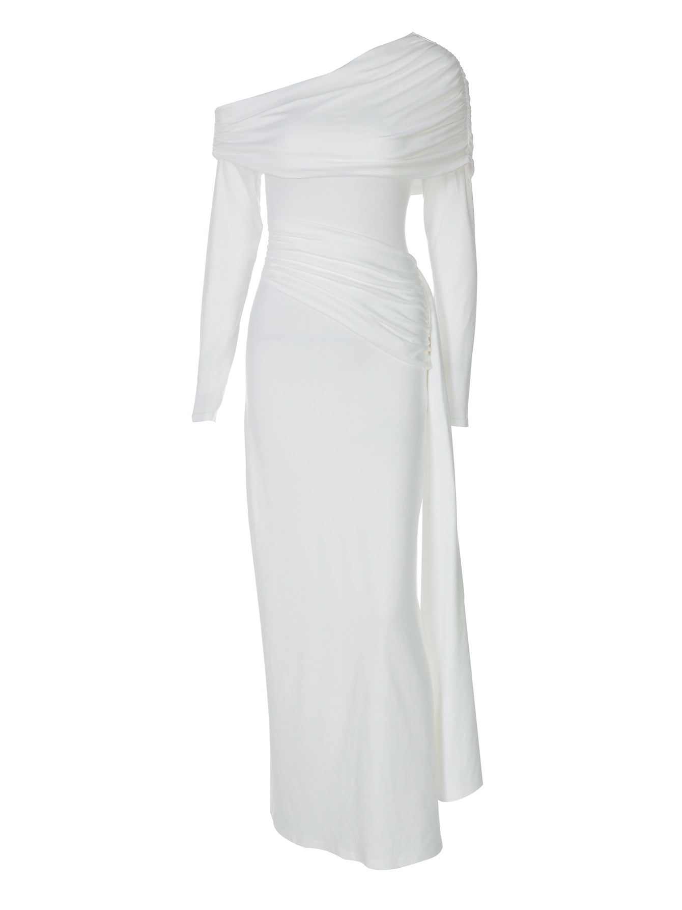 Slit - Collar Bodycon Sheath Dress with Ribbon