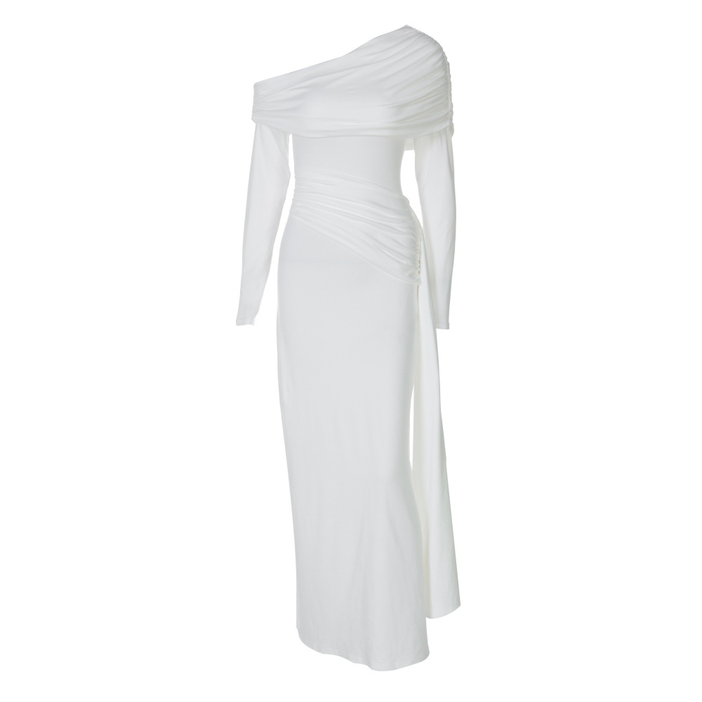 Slit - Collar Bodycon Sheath Dress with Ribbon