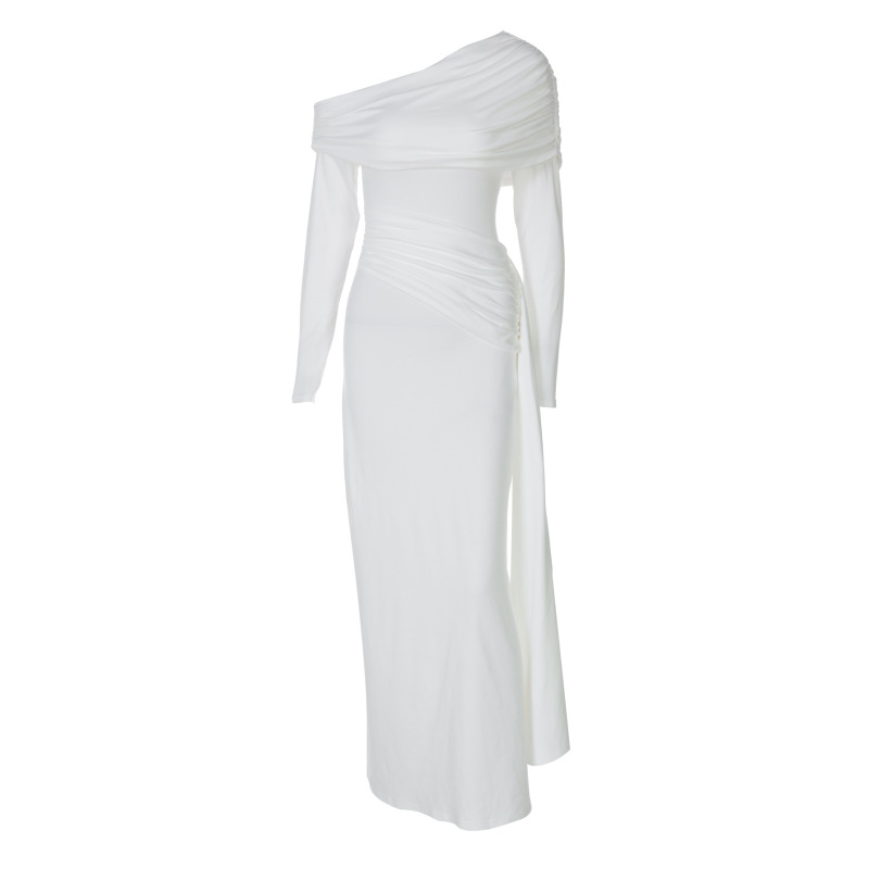 Slit - Collar Bodycon Sheath Dress with Ribbon