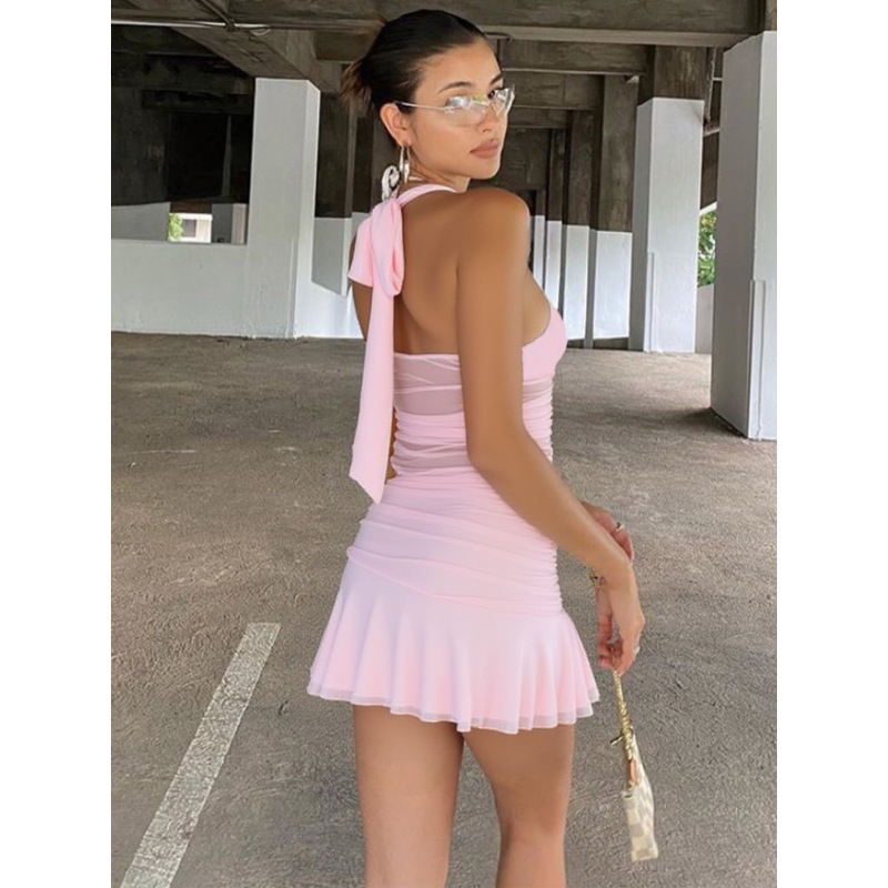 Mesh Hollow - out Bodycon Cropped Dress