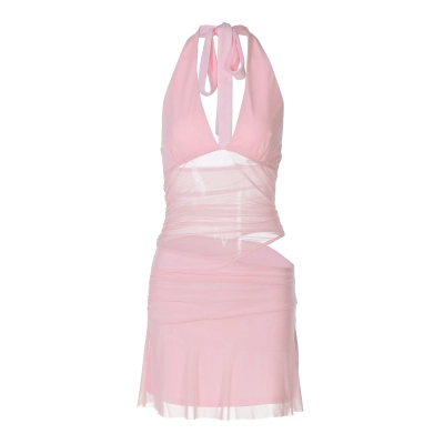 Mesh Hollow - out Bodycon Cropped Dress 01