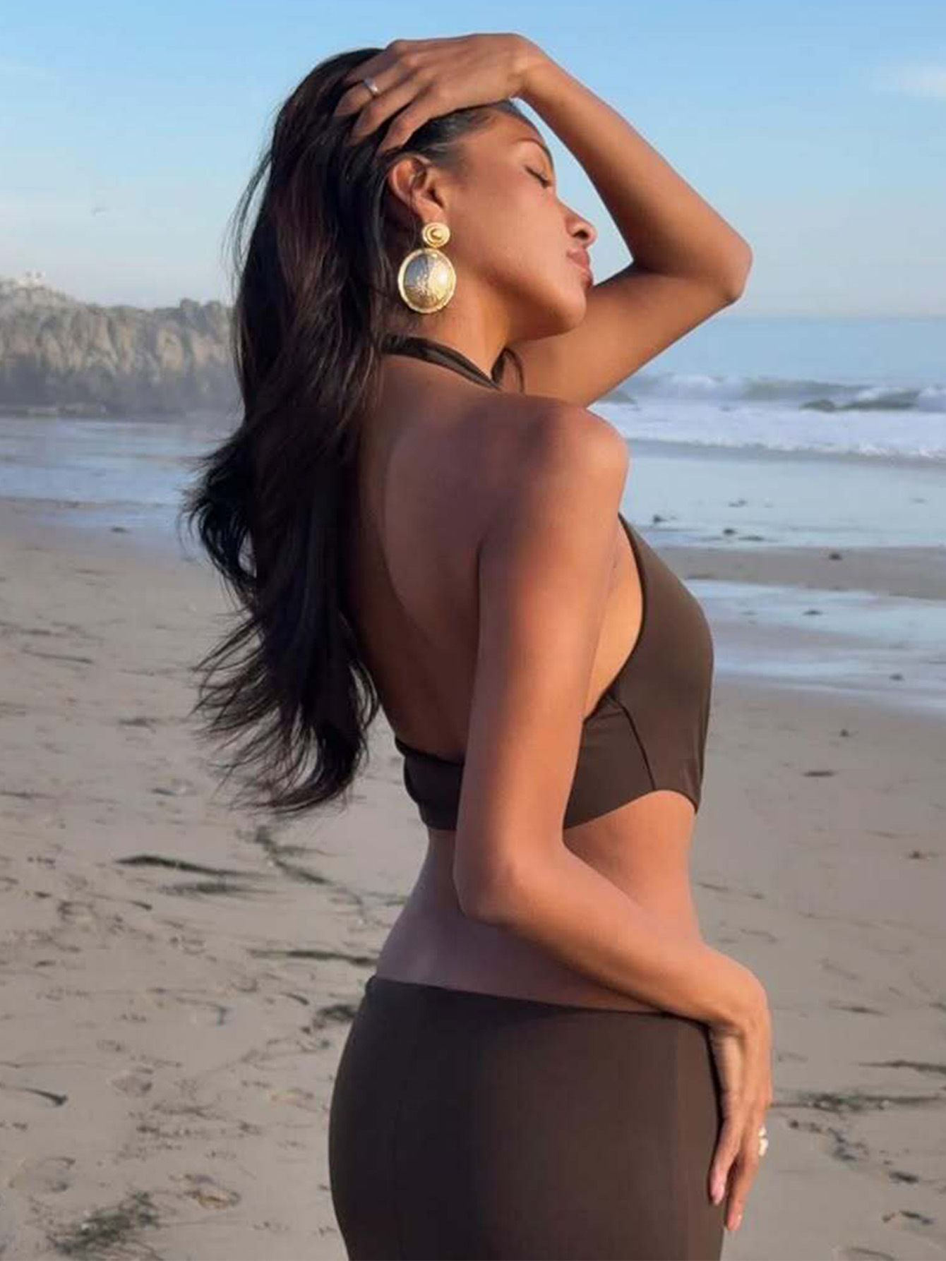 Straps - on Circular - trim Fitted Long Wrap - cami Dress