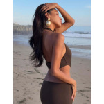 Straps - on Circular - trim Fitted Long Wrap - cami Dress
