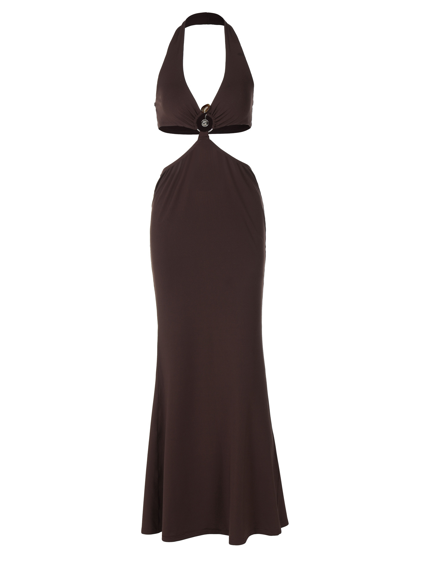 Straps - on Circular - trim Fitted Long Wrap - cami Dress