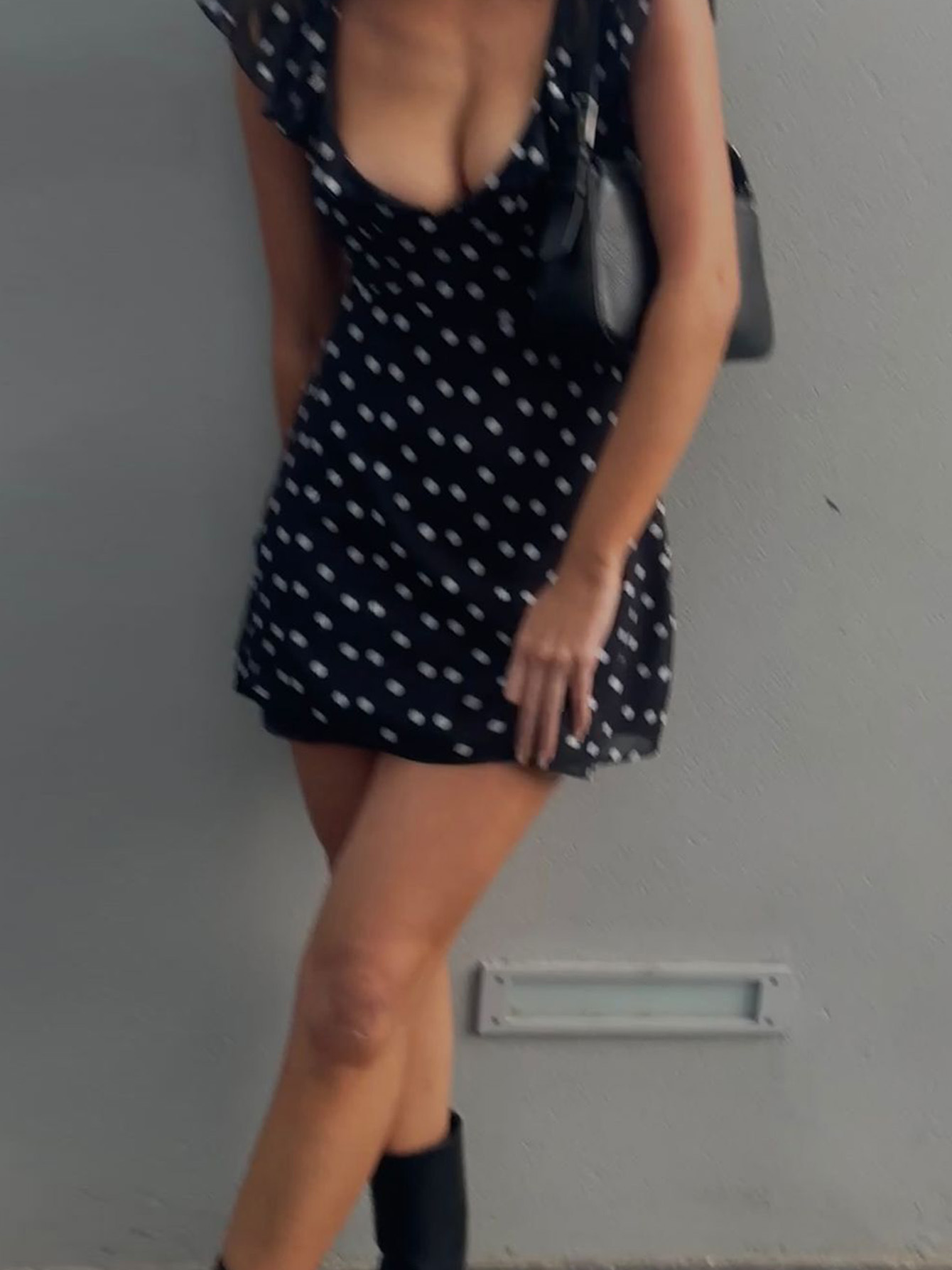 Polka - Dot V - neck Chiffon Short Sexy Dress
