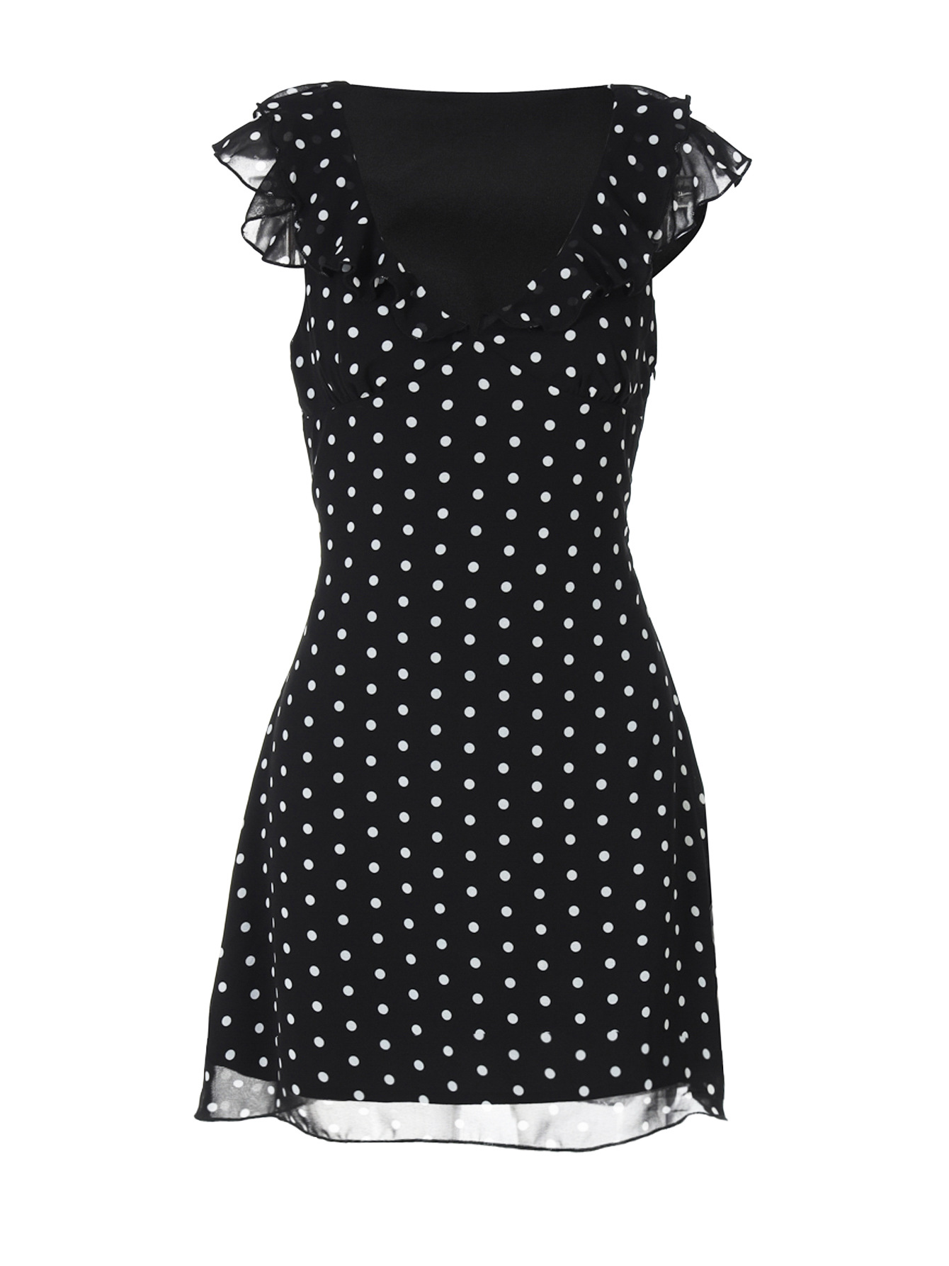 Polka - Dot V - neck Chiffon Short Sexy Dress