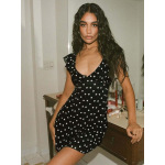 Polka - Dot V - neck Chiffon Short Sexy Dress