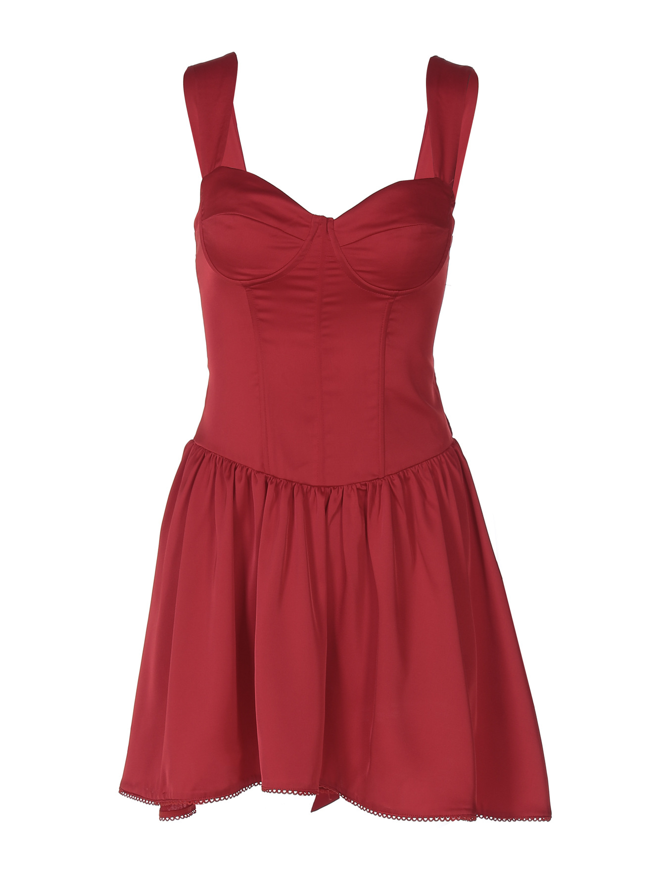 Strappy Boned Waist - cinched Solid - color Short Sleeveless Dress