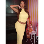 Solid Color Slim Fit Dress Set