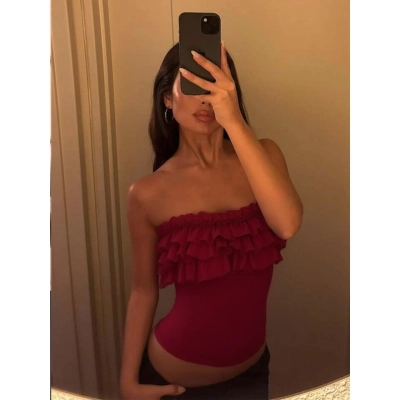 Off Shoulder Ruffled Wrap Top 02