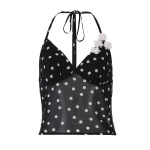 See - Through Backless Polka - Dot Spliced Cami Tank Top