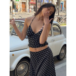 See - Through Backless Polka - Dot Spliced Cami Tank Top