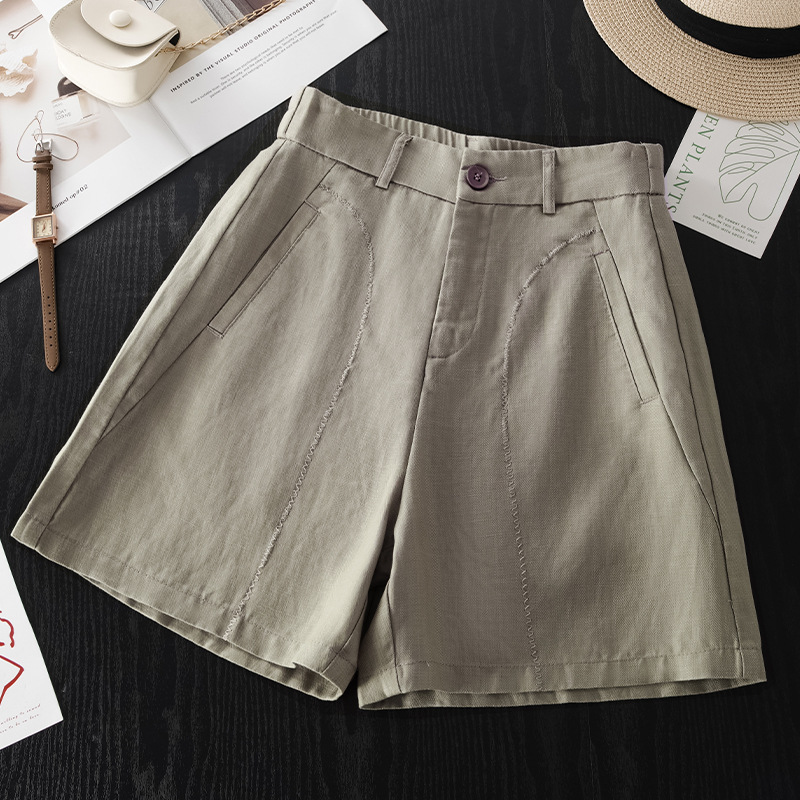 Tencel Linen Casual Straight - Leg Wide - Leg Shorts