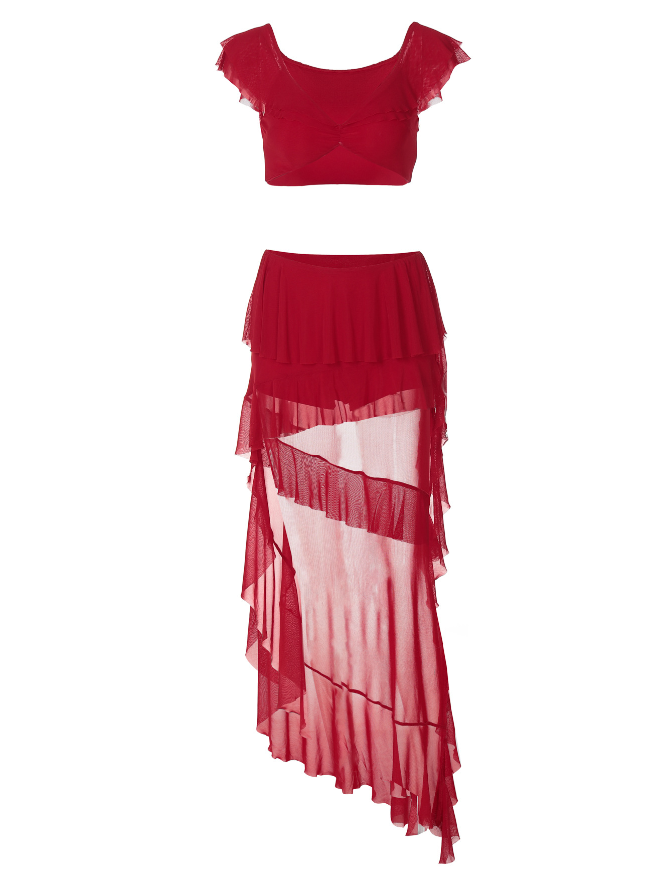Ruffled Sheer Skirt Set