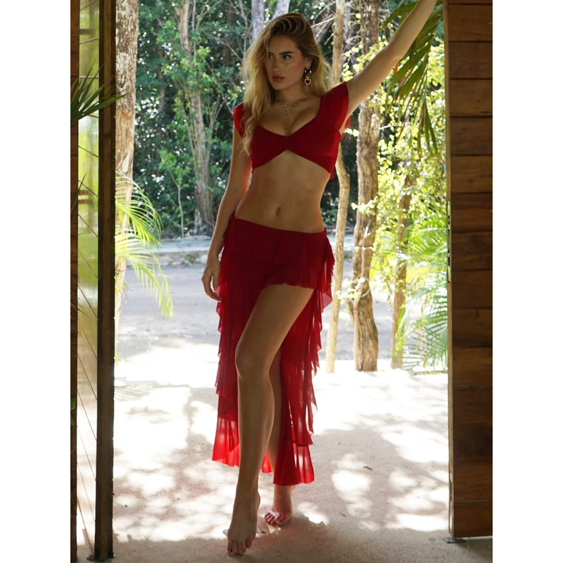Ruffled Sheer Skirt Set