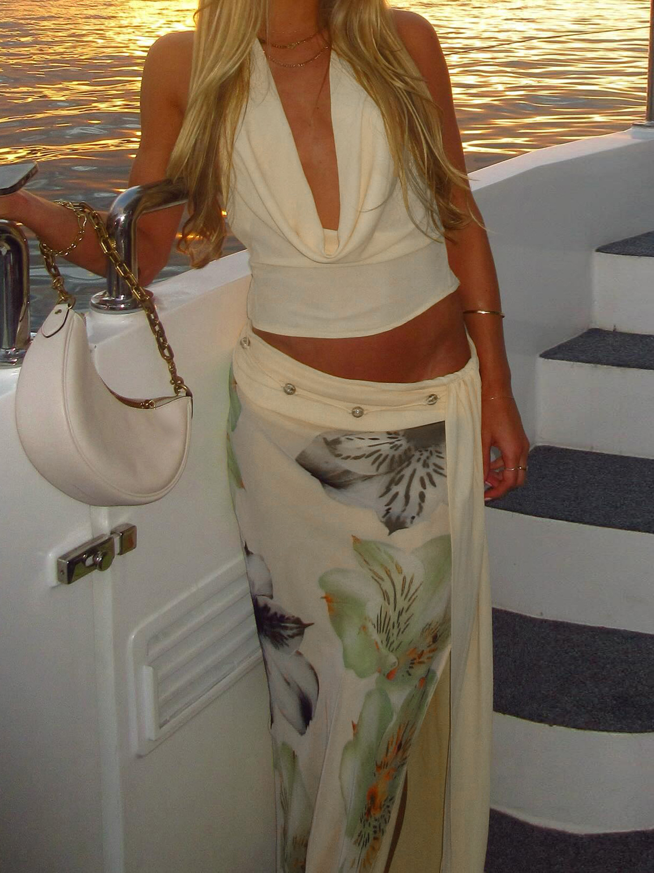 Bodycon Sheer Mesh Floral Print Split - hem Dress Set