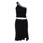 Off - the - Shoulder Lace - Trimmed Bodysuit & Split Skirt Set