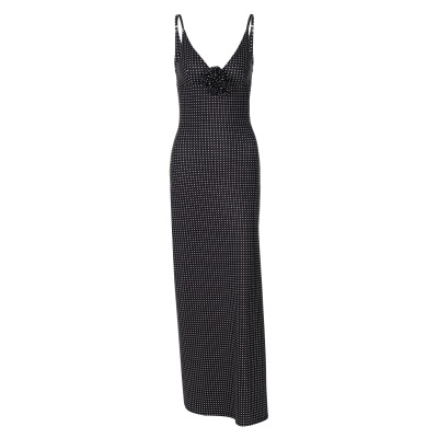 Floral - Print V - Neck Patchwork Long Split Dress 01