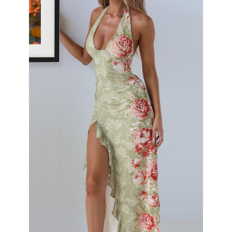Off Shoulder Ruched Wave Hem Maxi Dress