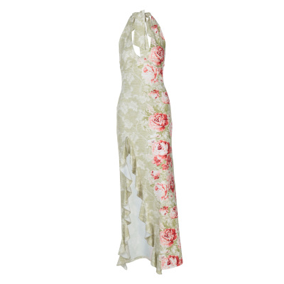 Off Shoulder Ruched Wave Hem Maxi Dress 01